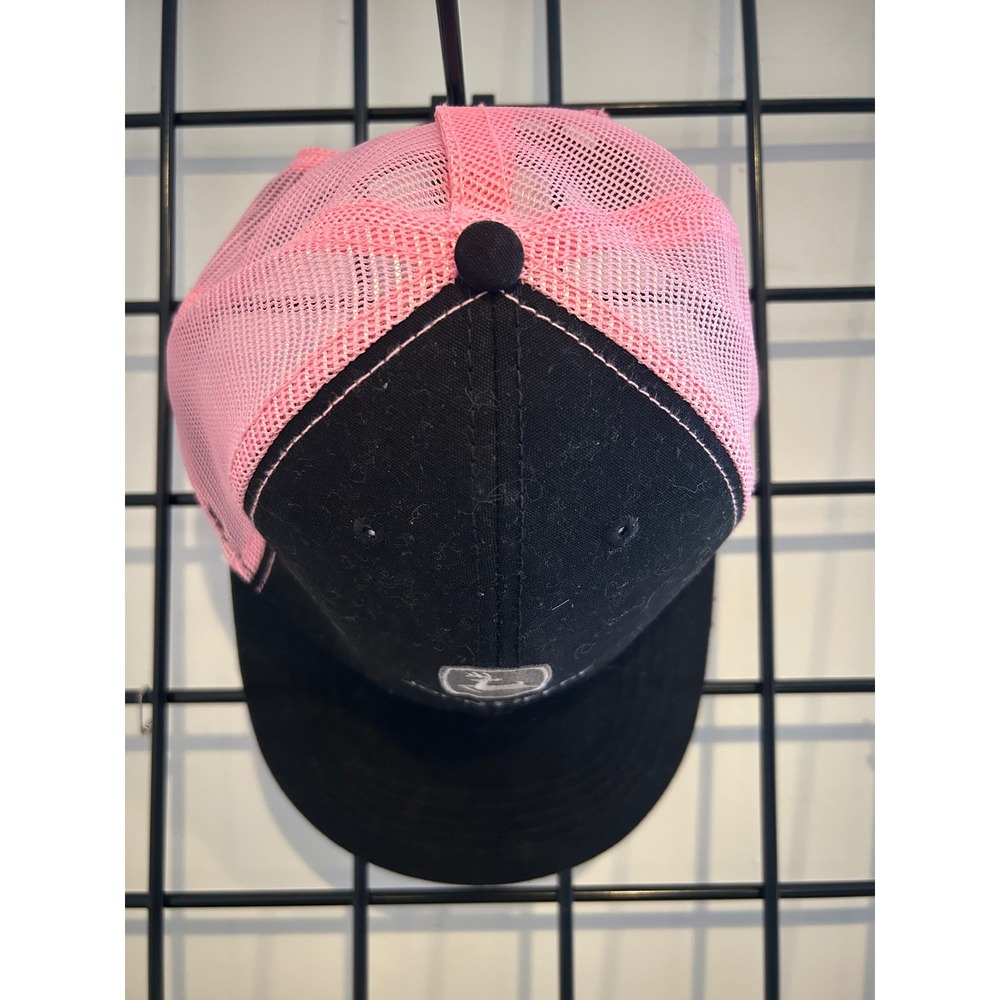 John Deere Pink Black Mesh Trucker Hat‎ Infinity Her Ponytail Snapback Cap OSFM